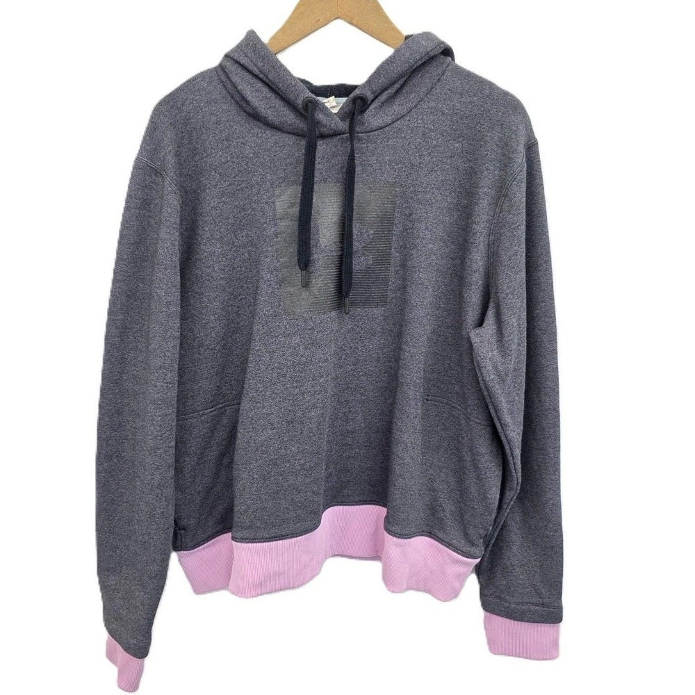 Under Armour Hoodie Heathered Pullover Pink Trim Athleisure Womens XL
